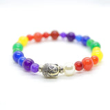 7 Chakra Bracelet Natural Stone Steel Buddhism Buddha Pearl Woman Man