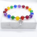 7 Chakra Stone Bracelet with Tree Pendant for Men Women