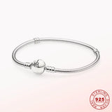 925 Silver Heart Chain Bracelet Women