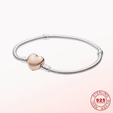 925 Silver Heart Chain Bracelet Women