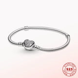925 Silver Heart Chain Bracelet Women