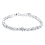 925 Silver Heart T-Bar Cuff Chain Bracelet Disc Clasp