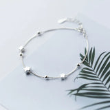 925 Silver Single Box Chain Matte Stars Bracelet