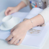 925 Silver Single Box Chain Matte Stars Bracelet