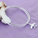 925 Sterling Silver Three Circle Pendant Aircraft Bracelet For Women