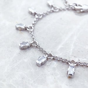 Bracelet Angular Stones With Baguette Cut 925 Sterling Silver Jewelry