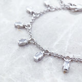 Bracelet Angular Stones With Baguette Cut 925 Sterling Silver Jewelry