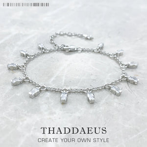 Bracelet Angular Stones With Baguette Cut 925 Sterling Silver Jewelry