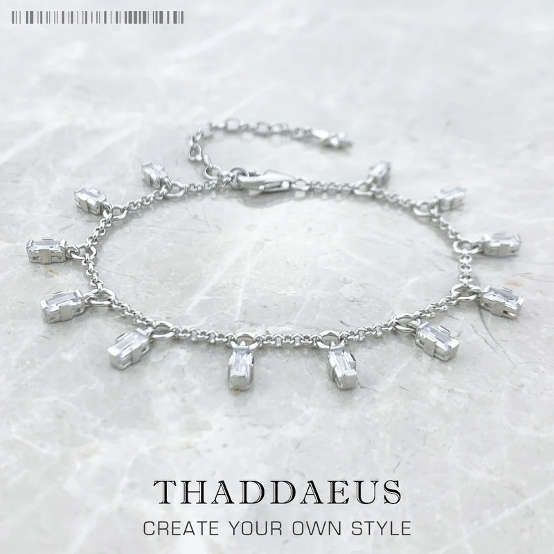 Bracelet Angular Stones With Baguette Cut 925 Sterling Silver Jewelry