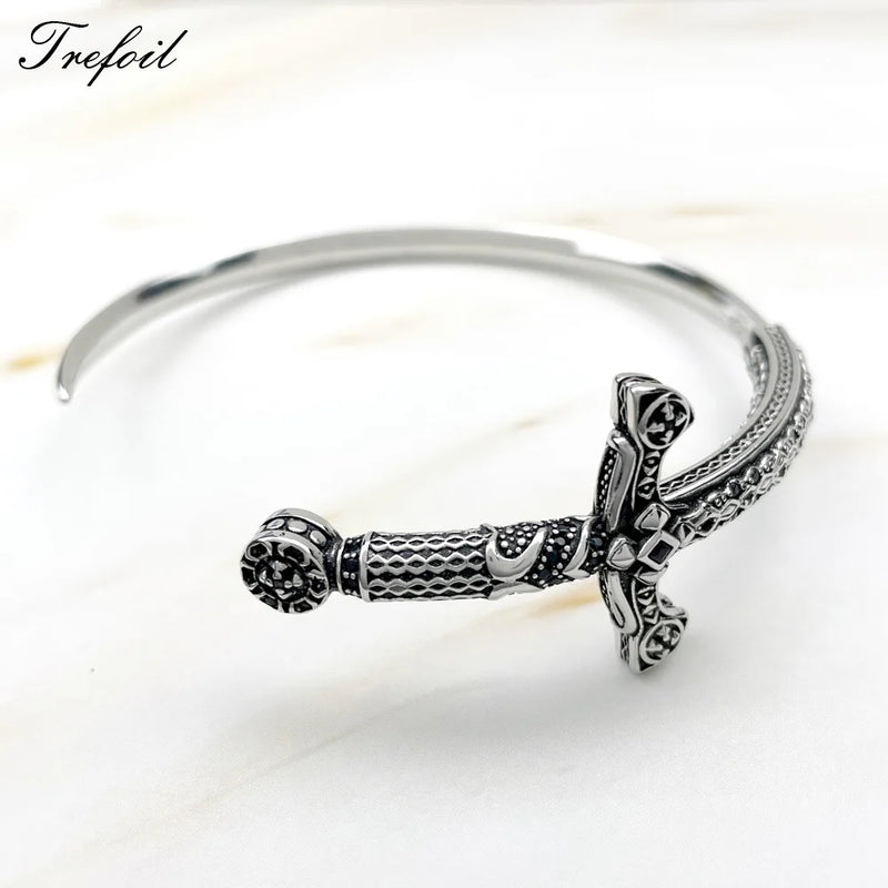 925 Sterling Silver Sword Bracelet Bangle Vintage Gift