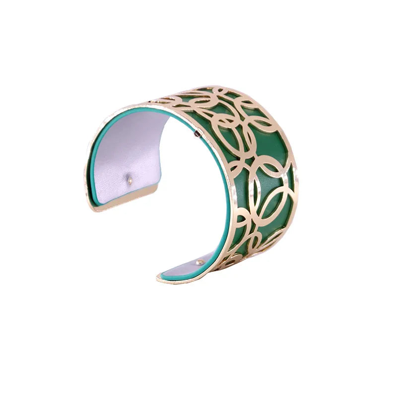 Flower Leather Cuff Bracelet for Women - Bigoux