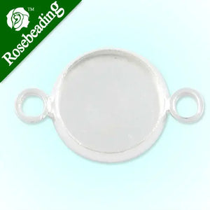 10MM Round Setting Bracelet Base, Silver Plated, Pack of 50