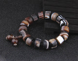 Old Agate Bead Bracelet Men's Silk