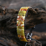 Boho Natural Stone Wrap Bracelet Single Leather Power Jewelry