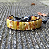 Boho Natural Stone Wrap Bracelet Single Leather Power Jewelry