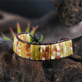 Boho Natural Stone Wrap Bracelet Single Leather Power Jewelry