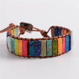 Boho Natural Stone Wrap Bracelet Single Leather Power Jewelry