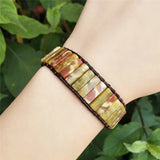 Boho Natural Stone Wrap Bracelet Single Leather Power Jewelry