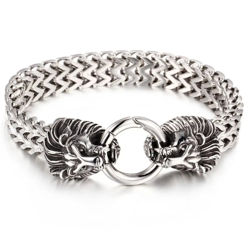 Men's Stainless Steel Polished Silver Chain Bracelet 8.66inch 12mm