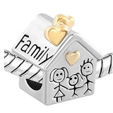 Family Love Big Hole String Charms Beads S925 Silver Accessories
