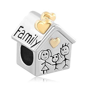 Family Love Big Hole String Charms Beads S925 Silver Accessories