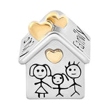Family Love Big Hole String Charms Beads S925 Silver Accessories