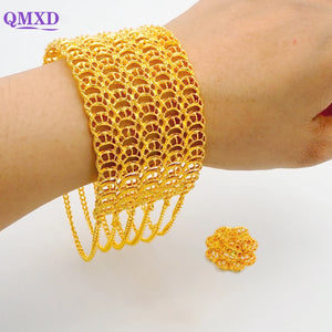 Dubai Tassels Cuff Bracelet&Ring Set African Bracelet For Women