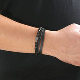 Tiger Eye Cross Bracelet Natural Stone Stainless Steel Jewelry