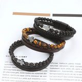 Tiger Eye Cross Bracelet Natural Stone Stainless Steel Jewelry