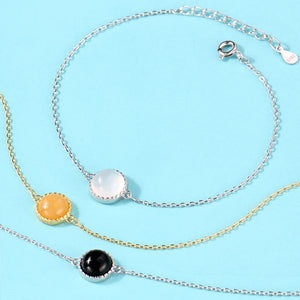 Natural Gem Stone 925 Silver Bracelet Charms Couple Gift