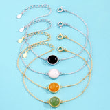 Natural Gem Stone 925 Silver Bracelet Charms Couple Gift