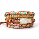 Natural Stones Crystal Drusy Leather Wrap Bracelet Women