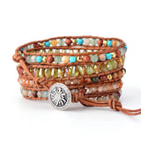 Natural Stones Crystal Drusy Leather Wrap Bracelet Women
