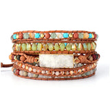 Natural Stones Crystal Drusy Leather Wrap Bracelet Women