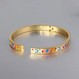 Colorful Enamel Bracelet Ethnic Stainless Steel Bangle