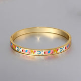 Colorful Enamel Bracelet Ethnic Stainless Steel Bangle