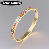Colorful Enamel Bracelet Ethnic Stainless Steel Bangle