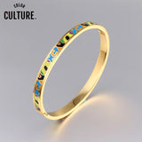 Colorful Enamel Bracelet Ethnic Stainless Steel Bangle