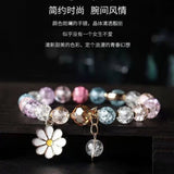 Bracelet Flower Crystal Strawberry Pink Crystal Sun Flower Sisters Student Coupl