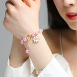Bracelet Flower Crystal Strawberry Pink Crystal Sun Flower Sisters Student Coupl