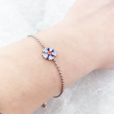 Flower Bracelet Colorful Stones 925 Silver Jewelry