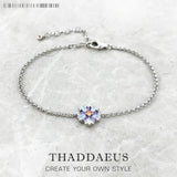 Flower Bracelet Colorful Stones 925 Silver Jewelry