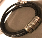 Custom Leather Name Bracelet for Him