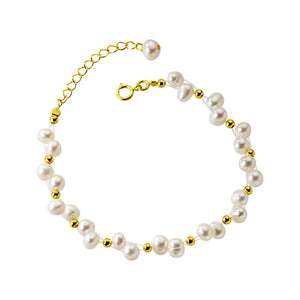 Silver 925 Plated Bracelet for Women with Ukraine Coloring Pearl - Y2K Accessory