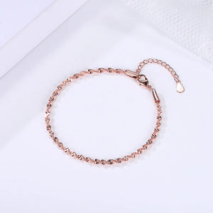Rose Silver Bracelet for Women Twisted Spiral Wave Grain