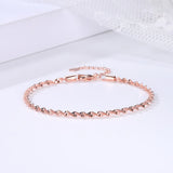 Rose Silver Bracelet for Women Twisted Spiral Wave Grain