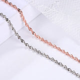 Rose Silver Bracelet for Women Twisted Spiral Wave Grain