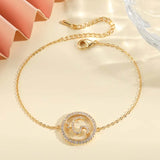 CZ Bracelet Arabic Alphabet Shining Bangles SL3599-BK-13