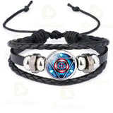 Captain Rogers Leather Bracelet Punk Badges Armband