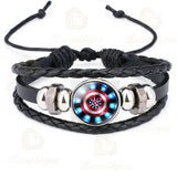 Captain Rogers Leather Bracelet Punk Badges Armband